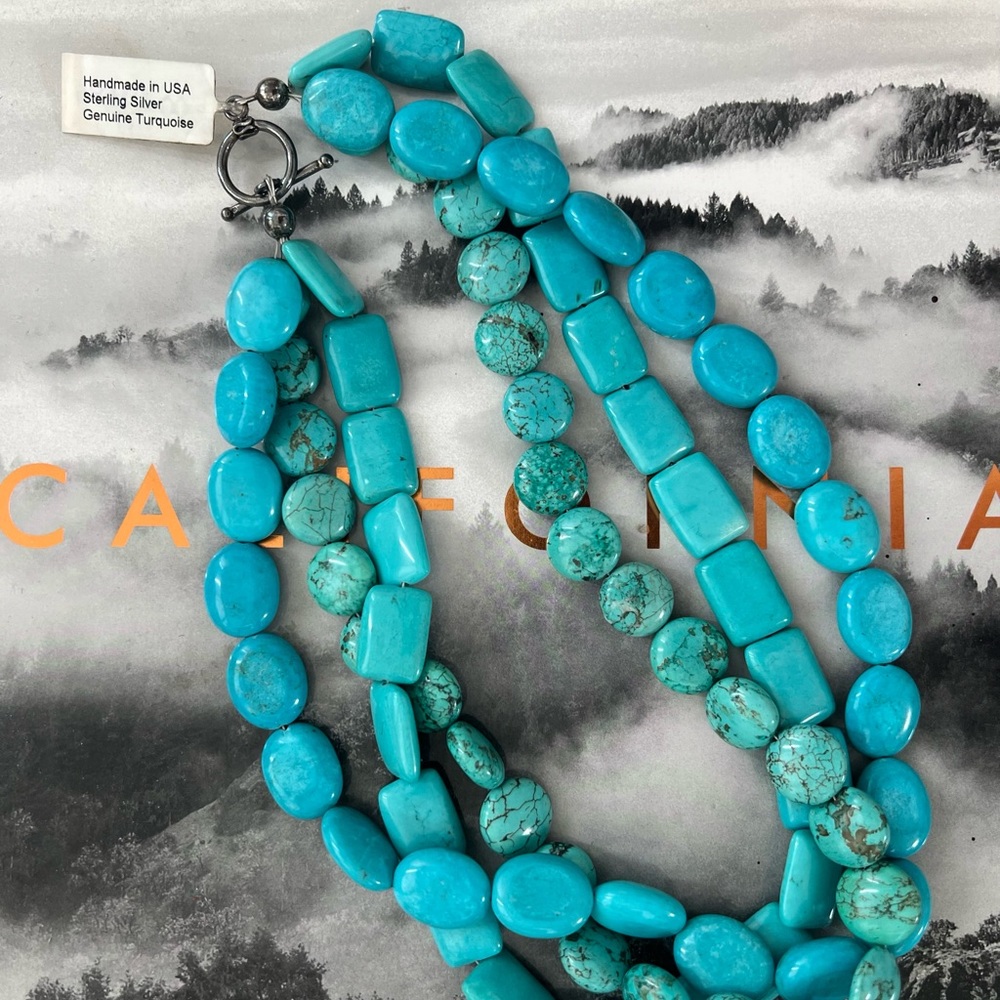 Genuine Turquoise Sterling Silver Necklace